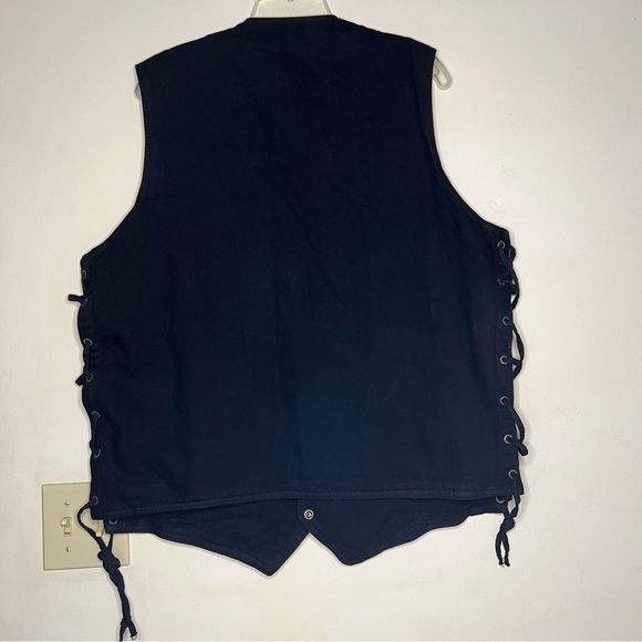 Milwaukee Performance black denim biker vest conceal carry pockets men's XLarge - Picture 9 of 10